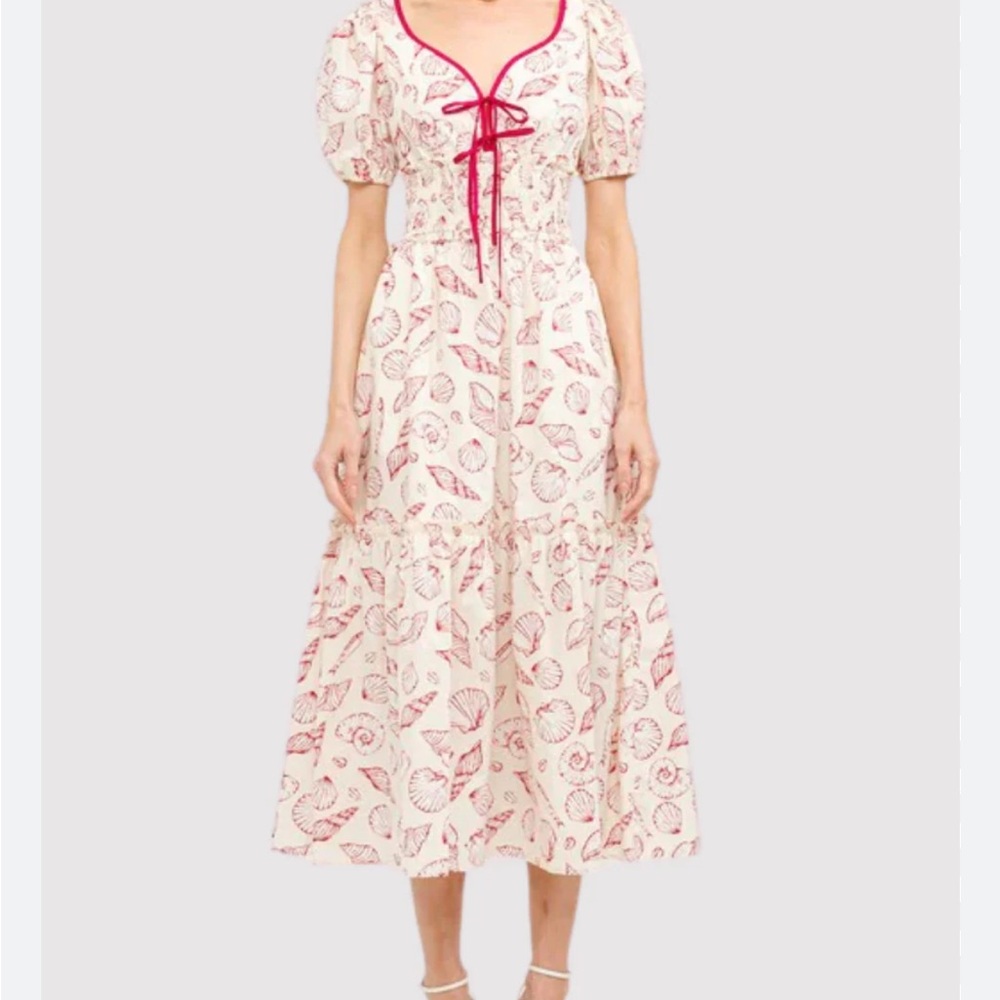 Sofie the label seashell print midi meet me at the beach dress medium